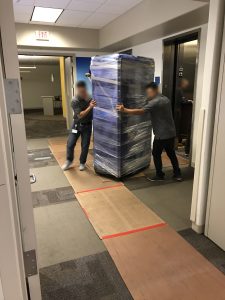 Moving servers through hallway